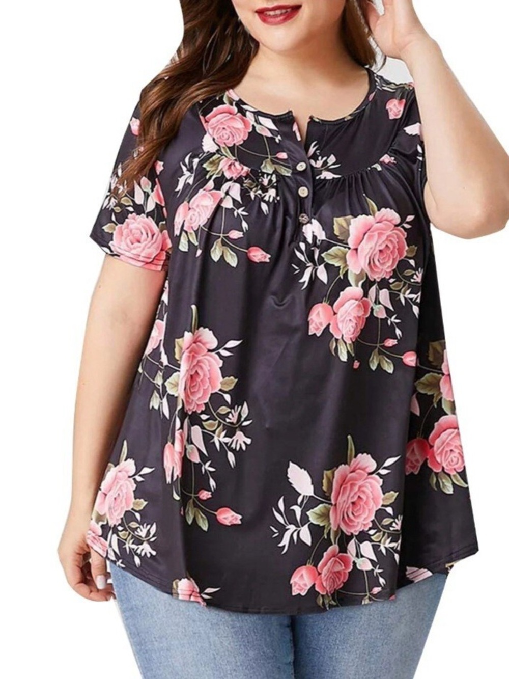 Chama Womens Tops Short Sleeve Outdoor Ladies Clothes Casual Loose Fitted. 2xl